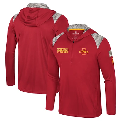 Veste à capuche zippée quart de tour pour homme Colosseum Cardinal Iowa State Cyclones OHT Military Appreciation