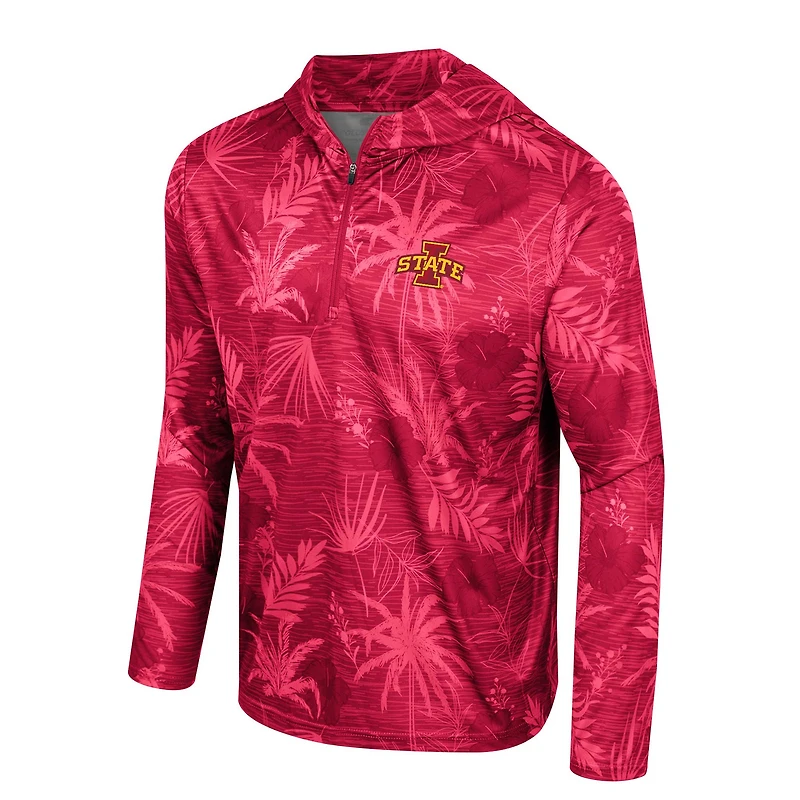 Haut à capuche léger avec fermeture éclair sur un quart de pouce imprimé Colosseum Cardinal Iowa State Cyclones Palms pour hommes