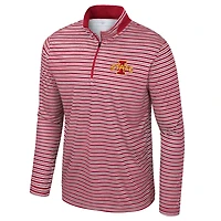 Men's Colosseum Cardinal Iowa State Cyclones Striped Quarter-Zip Top
