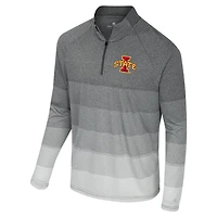 Men's Colosseum  Gray Iowa State Cyclones AI Striped Mesh Quarter-Zip Raglan Windshirt