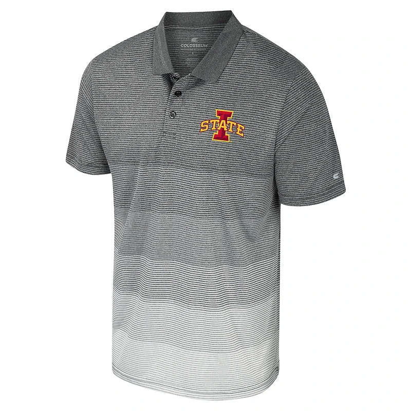 Men's Colosseum Gray Iowa State Cyclones Striped Mesh Polo