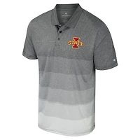 Men's Colosseum Gray Iowa State Cyclones Striped Mesh Polo