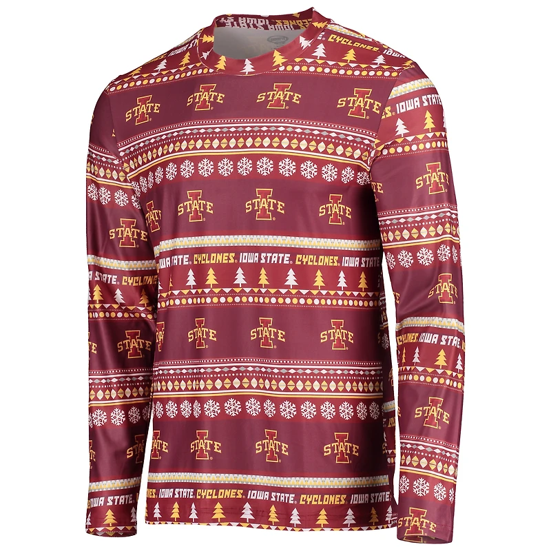 Men's Concepts Sport Cardinal Iowa State Cyclones Ugly Sweater Long Sleeve Top and Pants Sleep Set