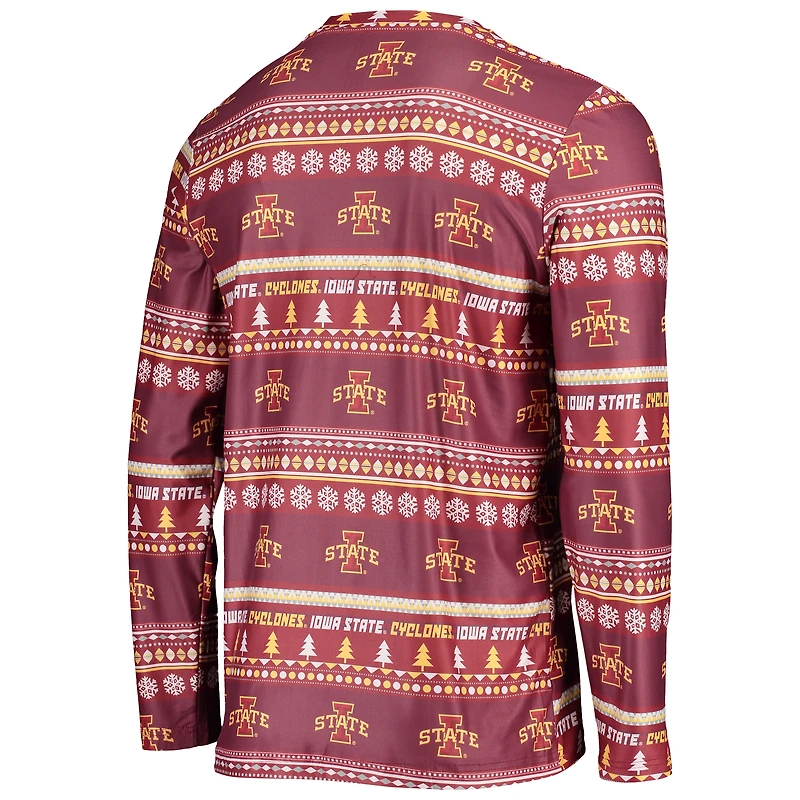 Men's Concepts Sport Cardinal Iowa State Cyclones Ugly Sweater Long Sleeve Top and Pants Sleep Set