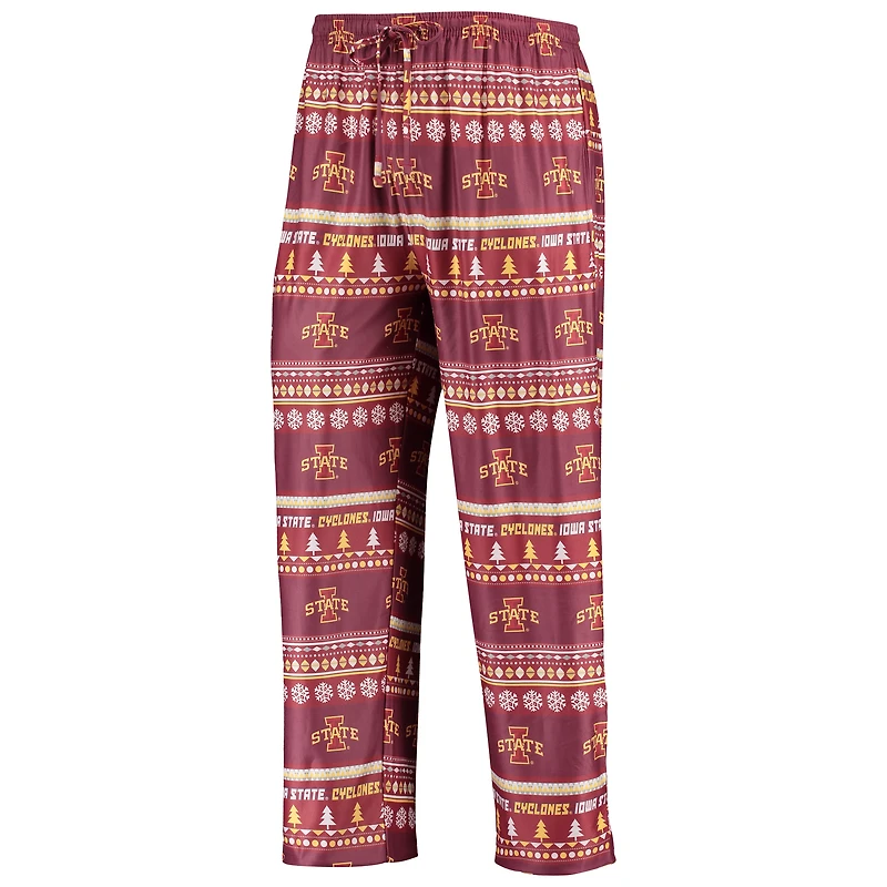Men's Concepts Sport Cardinal Iowa State Cyclones Ugly Sweater Long Sleeve Top and Pants Sleep Set