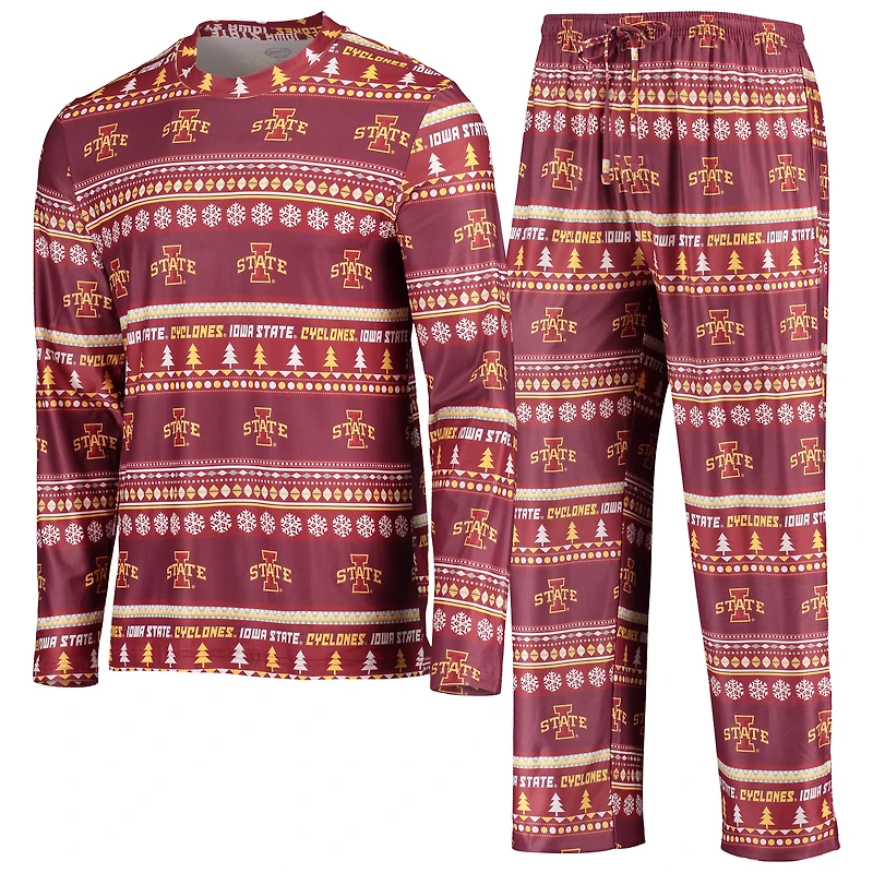 Men's Concepts Sport Cardinal Iowa State Cyclones Ugly Sweater Long Sleeve Top and Pants Sleep Set