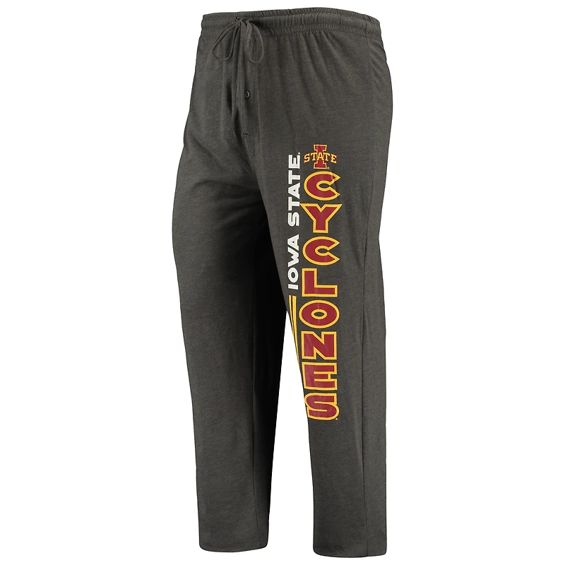 Ensemble de nuit pour homme Concepts Sport Heathered Charcoal/Cardinal Iowa State Cyclones Meter Top et pantalon