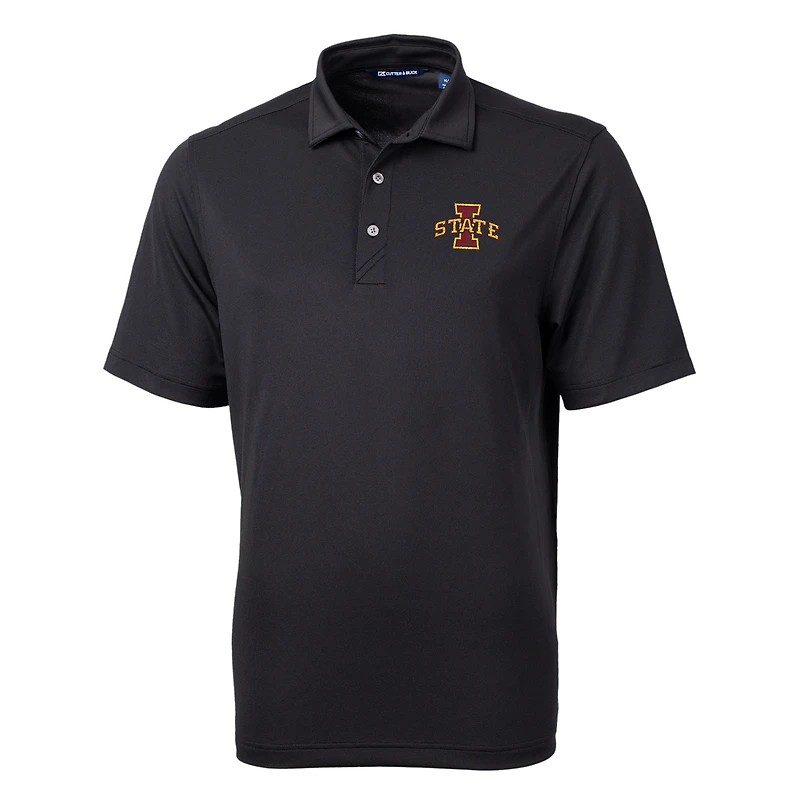 Polo Cutter & Buck noir pour homme Iowa State Cyclones, grandes tailles, en piqué écologique recyclé Virtue.