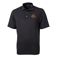 Polo Cutter & Buck noir pour homme Iowa State Cyclones, grandes tailles, en piqué écologique recyclé Virtue.