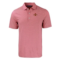 Polo extensible recyclé à double rayure Forge Eco pour homme, coupeur et buck, cardinal/blanc, Iowa State Cyclones, grandes tailles