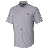 Men's Cutter & Buck Charcoal Iowa State Cyclones Stretch Oxford Button-Down Short Sleeve Shirt