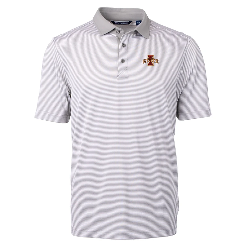 Polo recyclé à micro-rayures en piqué écologique pour homme, coupeur et buck, gris/blanc, Iowa State Cyclones, grandes tailles