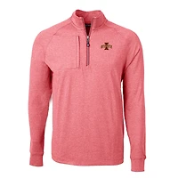 Men's Cutter & Buck  Heather Cardinal Iowa State Cyclones Big Tall Adapt Eco Knit Quarter-Zip Pullover Top