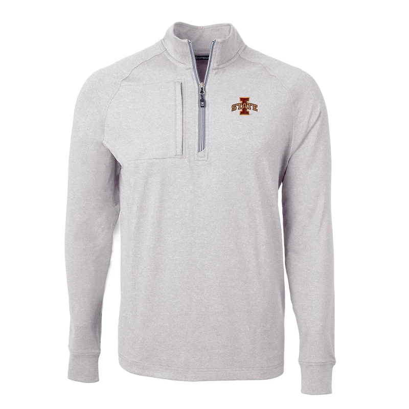 Pull-over zippé en tricot écologique Adapt Big & Tall pour homme, gris chiné, des Cyclones de l'État l'Iowa, Cutter Buck