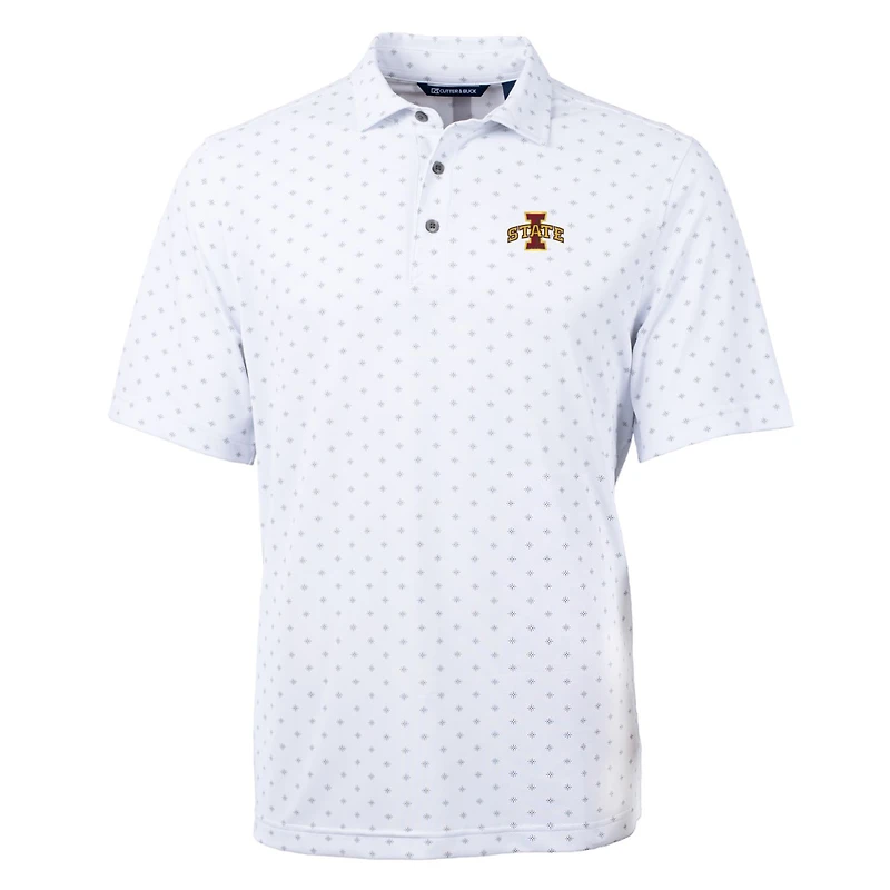 Polo recyclé à imprimé carreaux et piqué écologique pour homme, blanc, Iowa State Cyclones, taille grande taille, Cutter & Buck