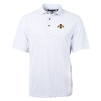 Polo recyclé à imprimé carreaux et piqué écologique pour homme, blanc, Iowa State Cyclones, taille grande taille, Cutter & Buck