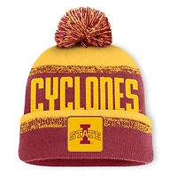 Bonnet en tricot à revers avec pompon Fanatics Cardinal/Gold Iowa State Cyclones Thrive pour homme