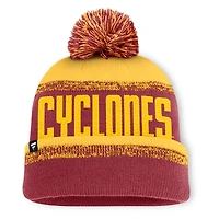 Bonnet en tricot à revers avec pompon Fanatics Cardinal/Gold Iowa State Cyclones Thrive pour homme