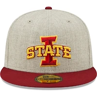 Men's New Era Heather Gray/Cardinal Iowa State Cyclones Patch 59FIFTY Fitted Hat