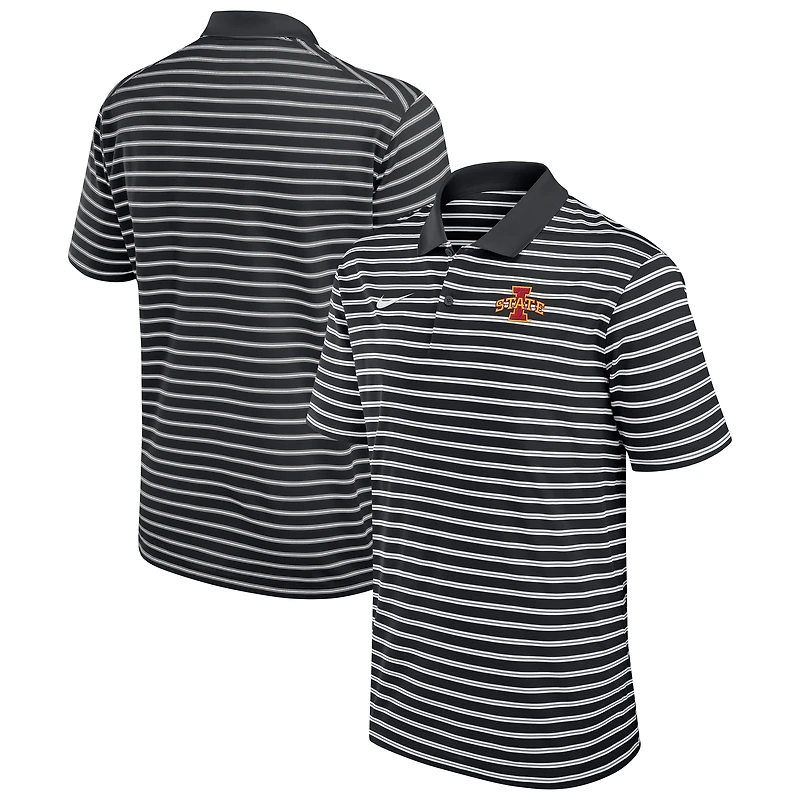 Men's Nike Black Iowa State Cyclones Victory Stripe Performance Polo