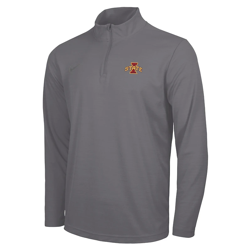 Pull Nike gris Iowa State Cyclones Intensity Performance à quart de zip pour homme