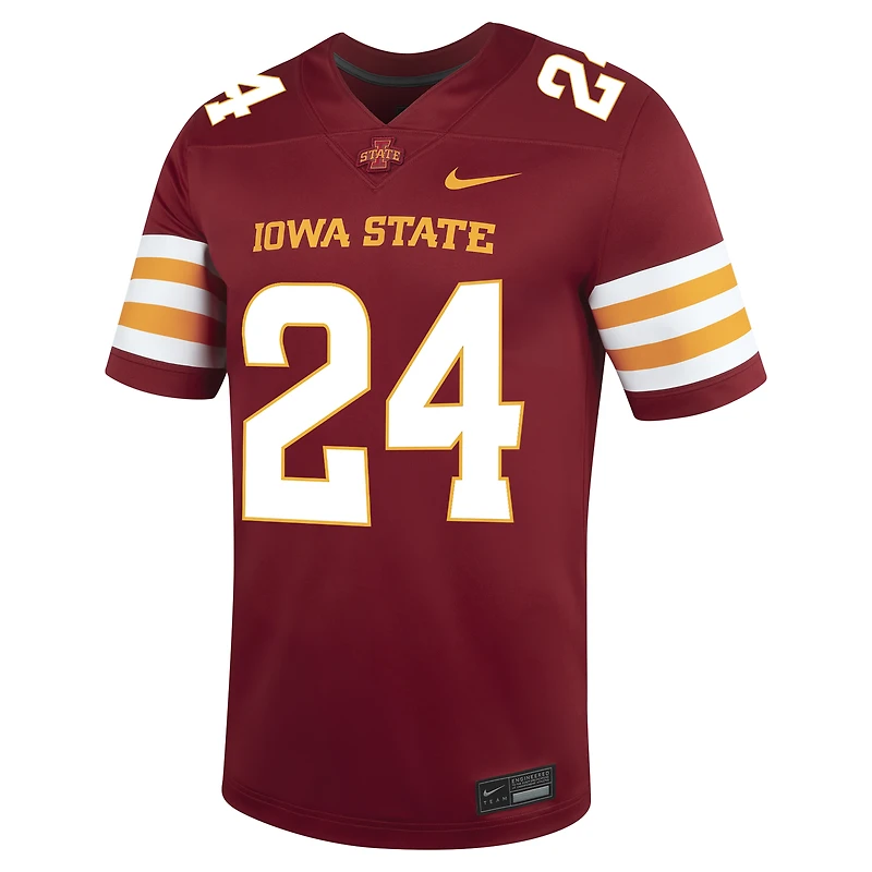 Men's Nike #24 White Iowa State Cyclones Untouchable Football Jersey