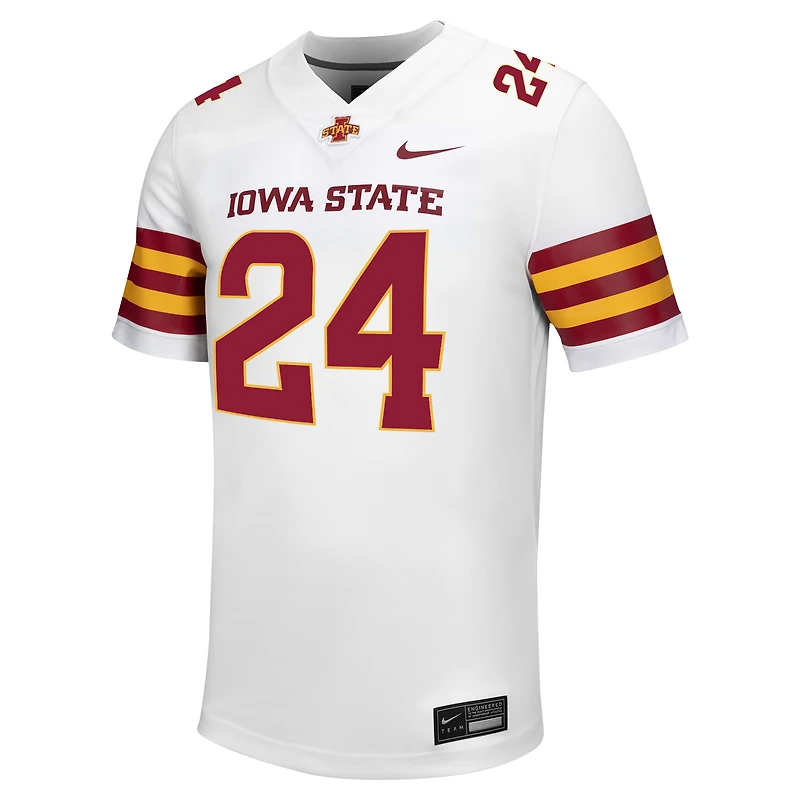 Men's Nike #24 White Iowa State Cyclones Untouchable Football Jersey
