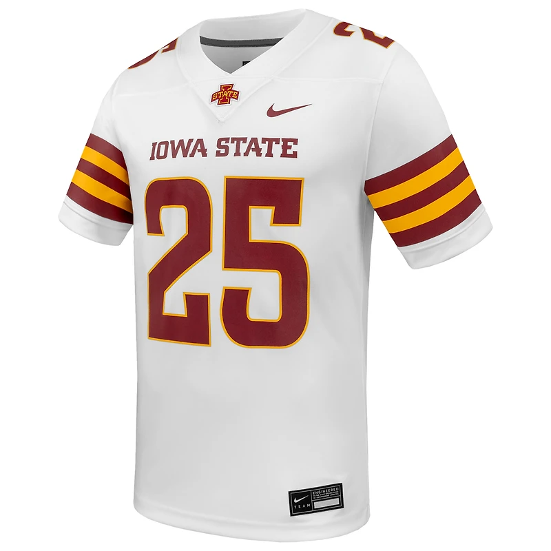 Men's Nike #25 White Iowa State Cyclones Untouchable Replica Game Jersey
