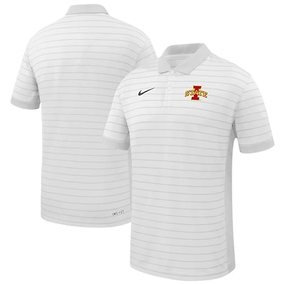 Polo Nike blanc à rayures Victory pour homme, équipe de début saison 2025 des Cyclones l'Iowa State