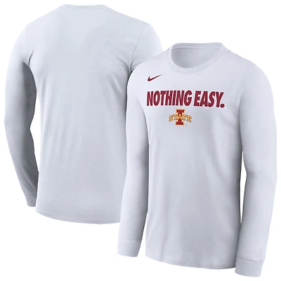 Men's Nike White Iowa State Cyclones 2025 On-Court Bench Long Sleeve T-Shirt