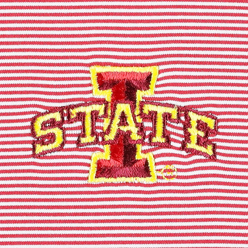 Men's Peter Millar Cardinal Iowa State Cyclones Jubilee Stripe Performance Polo