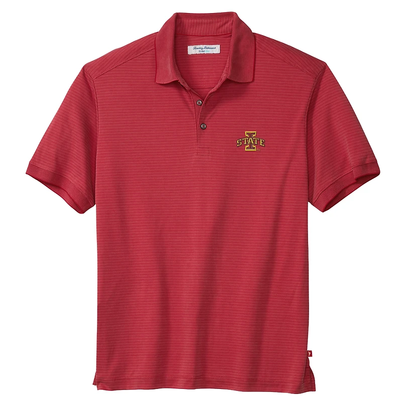 Men's Tommy Bahama Cardinal Iowa State Cyclones IslandZone Bay Stripe Polo