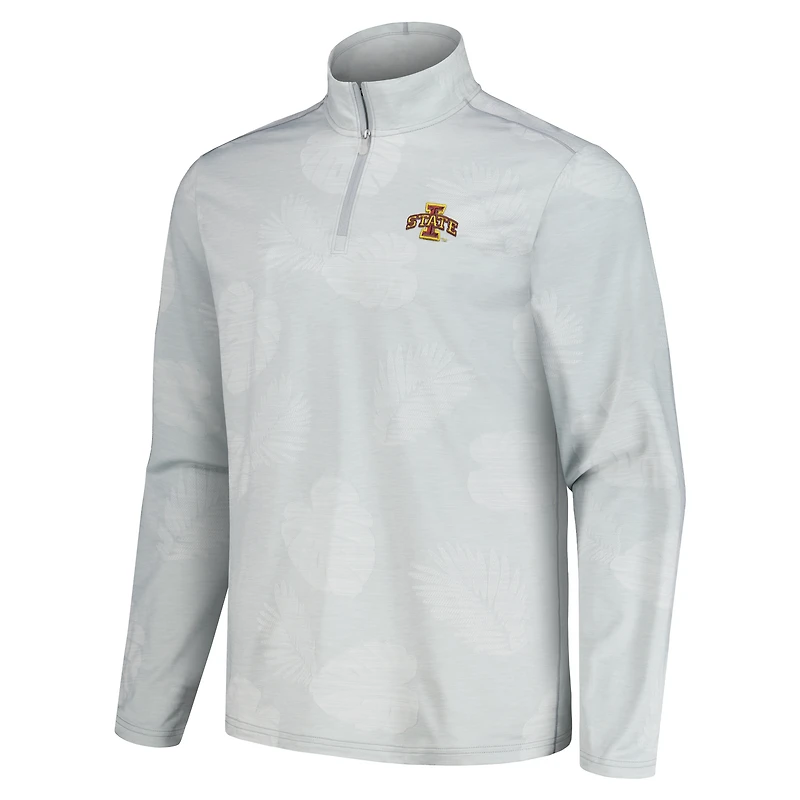 Veste à demi-zip Tommy Bahama gris Iowa State Cyclones Delray Frond IslandZone pour hommes