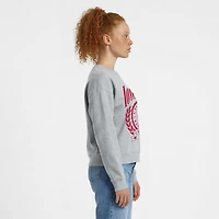 Women's Champion  Heather Gray Iowa State Cyclones Academic Crest Powerblend Crewneck Sweatshirt