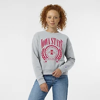 Women's Champion  Heather Gray Iowa State Cyclones Academic Crest Powerblend Crewneck Sweatshirt
