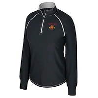Haut raglan noir à fermeture éclair quart de tour pour femme Colosseum Iowa State Cyclones
