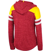 T-shirt à capuche manches longues et pour femmes Colosseum Cardinal Iowa State Cyclones moucheté