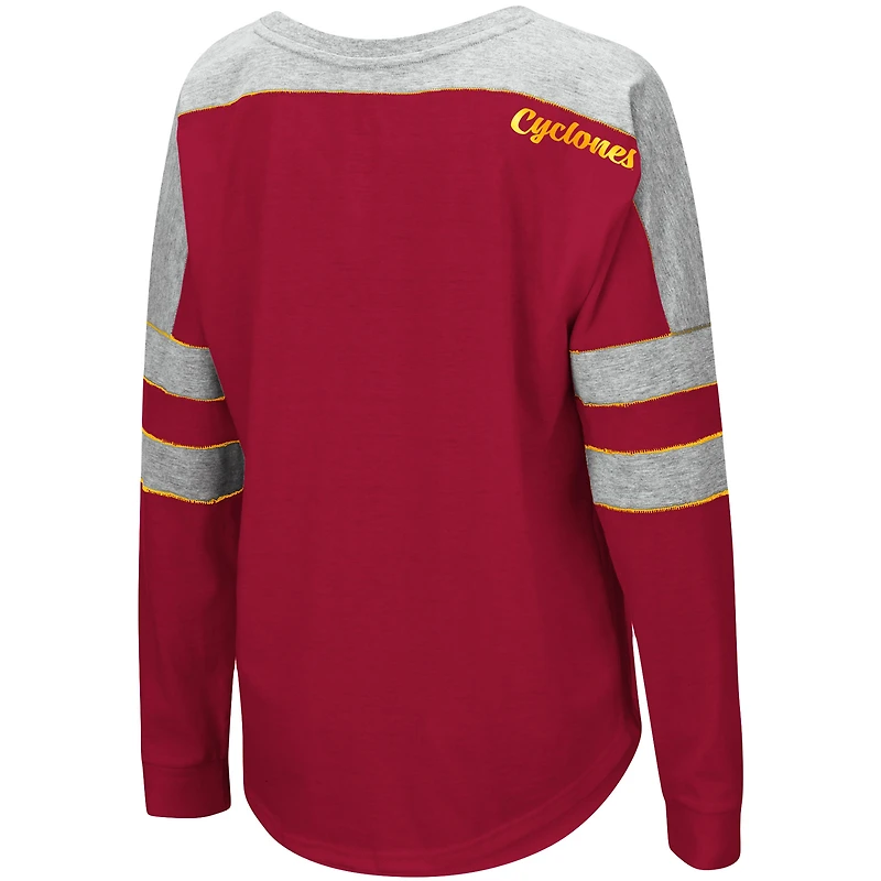 Colosseum Crimson Iowa State Cyclones Trey Dolman T-shirt à manches longues pour femme