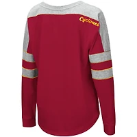 T-shirt à manches longues pour femmes Colosseum Crimson Iowa State Cyclones Trey Dolman