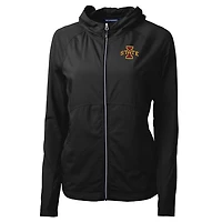 Veste zippée intégrale Cutter & Buck noire Iowa State Cyclones Adapt Eco Knit pour femme