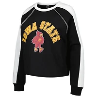 Sweat-shirt court Gameday Couture pour femmes, Iowa State Cyclones Blindside Raglan, noir