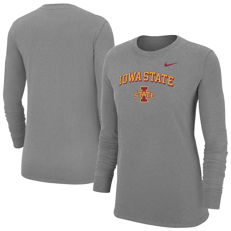 T-shirt Nike gris pour femmes Iowa State Cyclones Core Logo