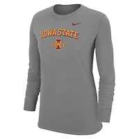 Women's Nike Gray Iowa State Cyclones Core Logo T-Shirt