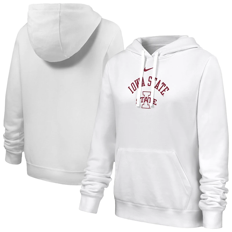 Women's Nike White Iowa State Cyclones Club Fleece Hoodie
