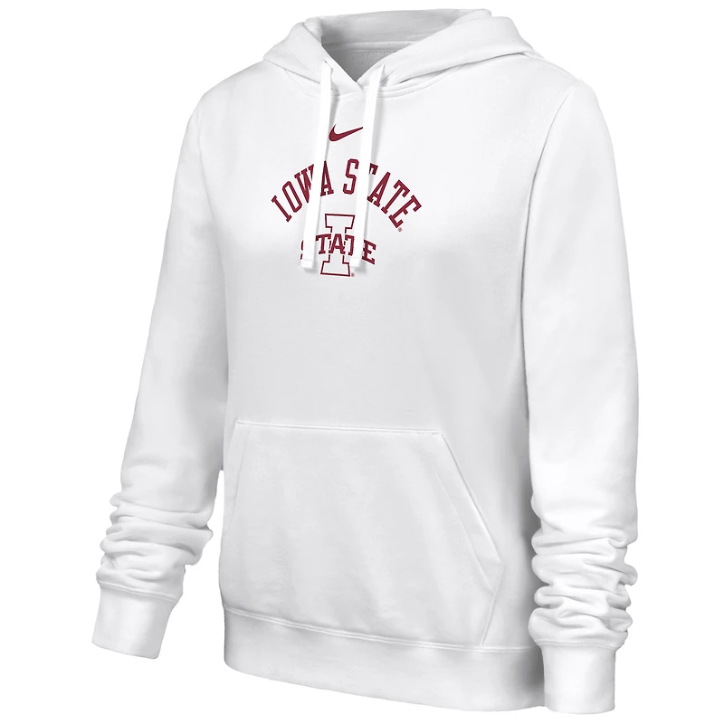 Women's Nike White Iowa State Cyclones Club Fleece Hoodie