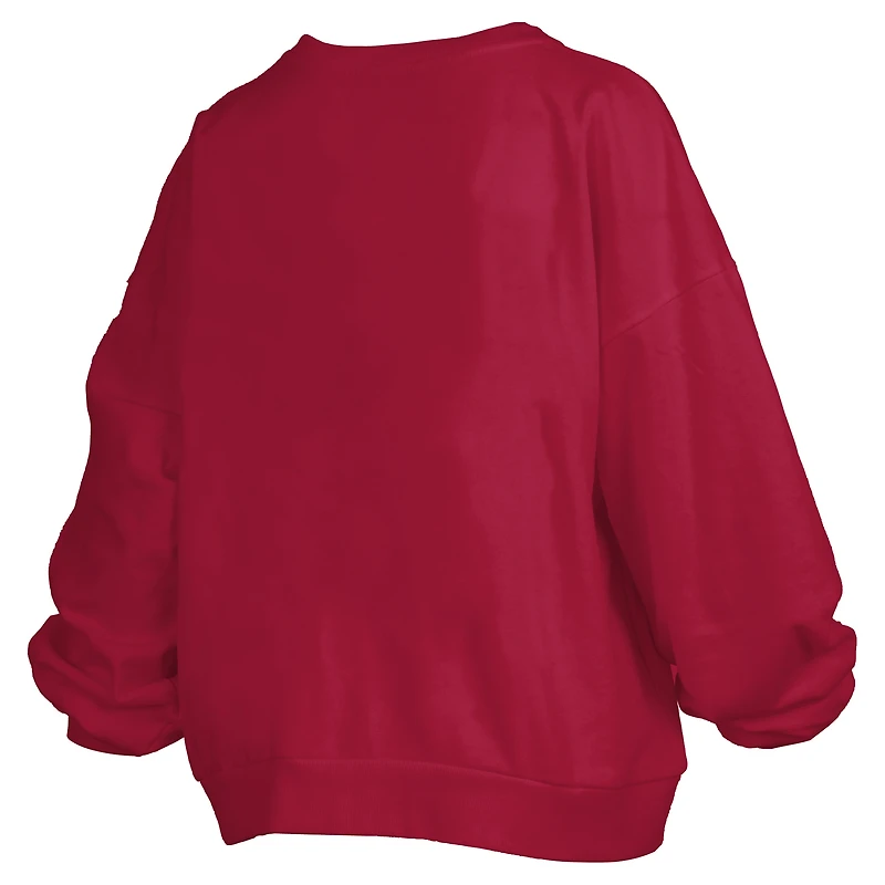Women's Pressbox Cardinal Iowa State Cyclones Janise Arch Over Logo Waist Length Oversized Pullover Sweatshirt