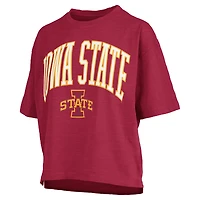 Women's Pressbox Cardinal Iowa State Cyclones Nelson Arch Over Logo Waist Length Oversized Slub T-Shirt
