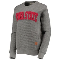 Women's Pressbox Heather Charcoal Iowa State Cyclones Moose Quilted Pullover Sweatshirt