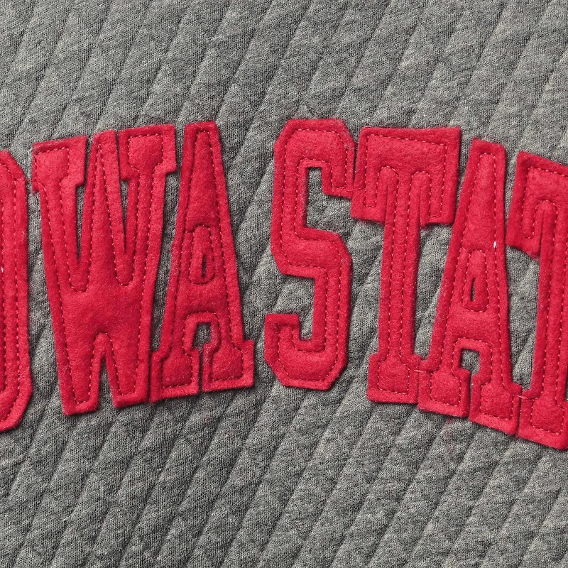 Women's Pressbox Heather Charcoal Iowa State Cyclones Moose Quilted Pullover Sweatshirt