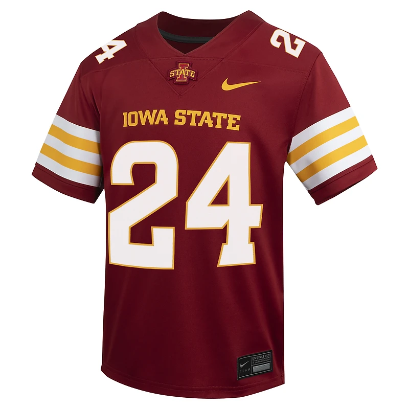 Maillot de football Nike #24 Cardinal Iowa State Cyclones Untouchable pour jeunes